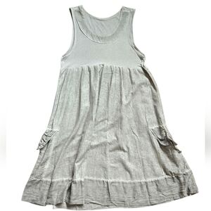 Gray linen cotton blend sleeveless Boho Style oversized relaxed dress size Small